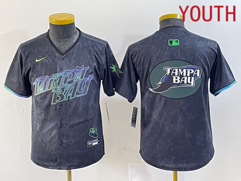 Youth Tampa Bay Rays Blank Nike MLB Limited City Connect Black 2024 Jersey style 2